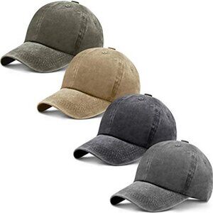 4 Pack Cotton Baseball Caps Adjustable Twill Dad Hats Unisex Vintage Hat